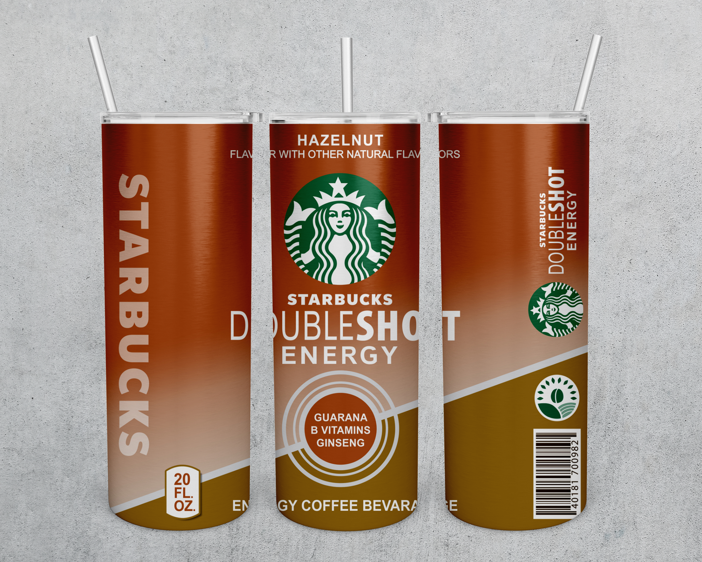 20 oz. Skinny Tumbler Starbucks Hazelnut Double Shot Energy