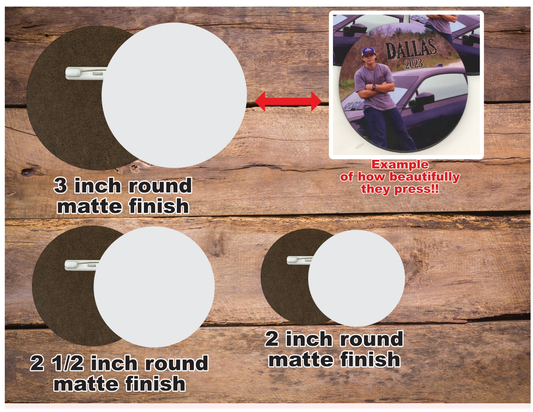 Sublimation round unisub blanks *3 sizes available*