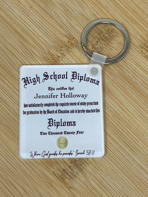 Acrylic Graduation Diploma Keychain