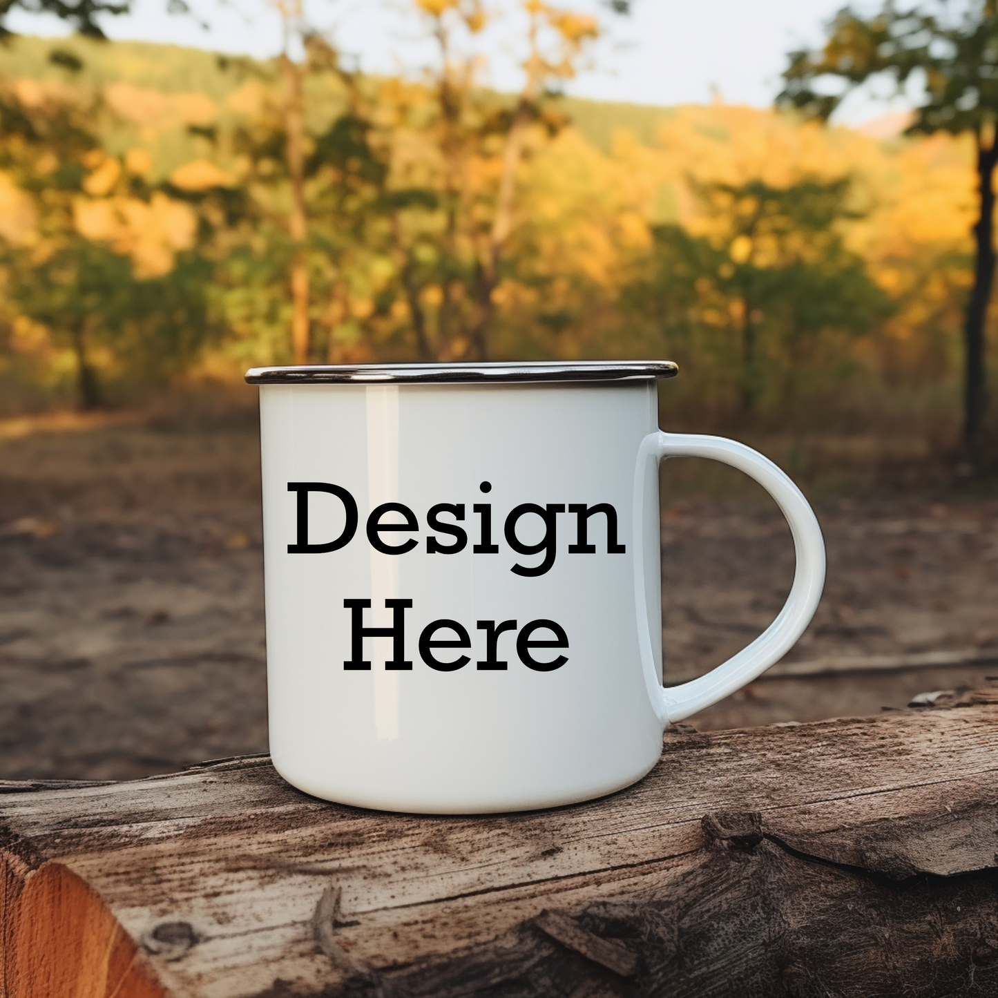 Enamel 12 oz. Camping Mug with Silver Rim Design Your Own