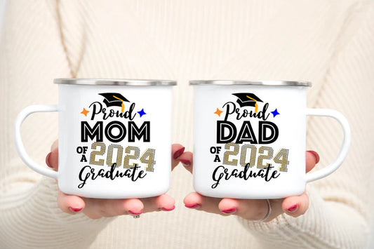 Enamel 12 oz. Camp Mug with Silver Rim Proud Parent Graduation