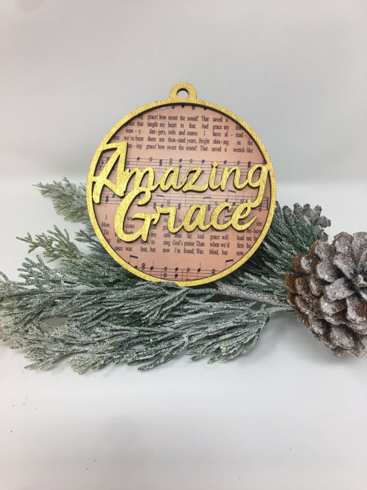 4 Inch Round Ornaments Amazing Grace