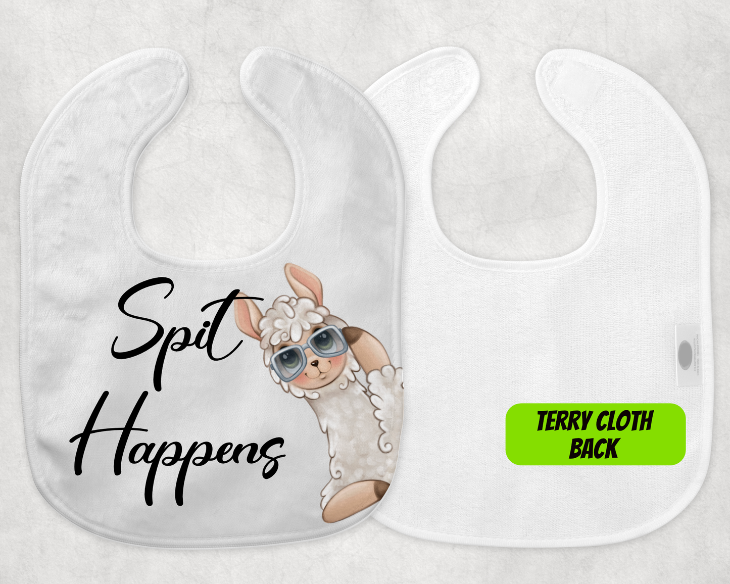 Baby Bib Spit Happens Llama